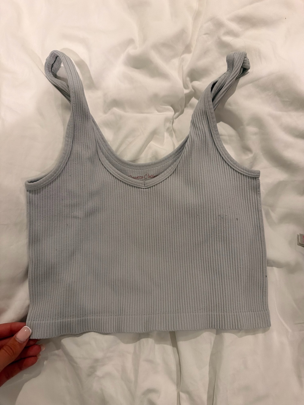 Light Gray Ribbed Tank Top